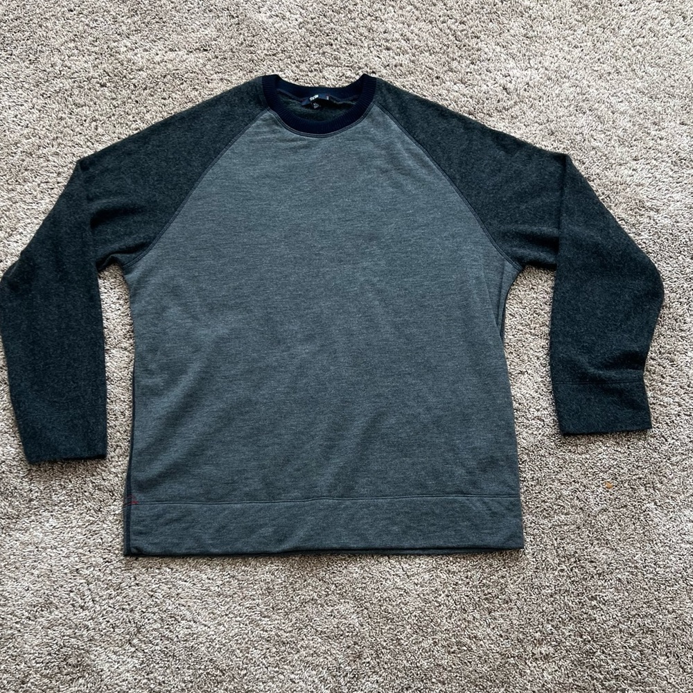 Benson Men’s Wool Blend Sweater Grey Blue XL Crew Neck Raglan Sleeve Soft Fall